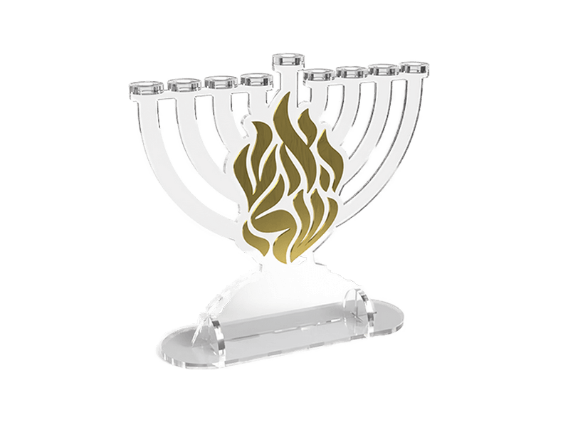 חנוכייה אקרילית מעוצבת בהתאמה אישית שם משפחה הקדשה ברכה האש שלי