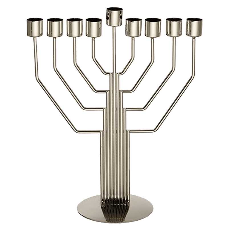 חנוכייה חוטים 9 קנים אלומניום בעיצוב מיוחד על בסיס עגול 33 סמ 