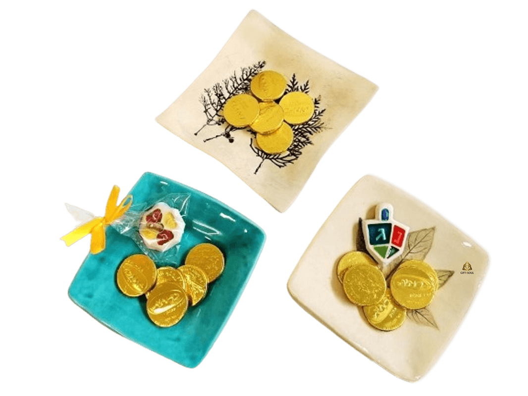 מארז לחנוכה קערה עם מטבעות שוקולד סביבון או מגנט מתנה חברתית ארגונים מוסדות