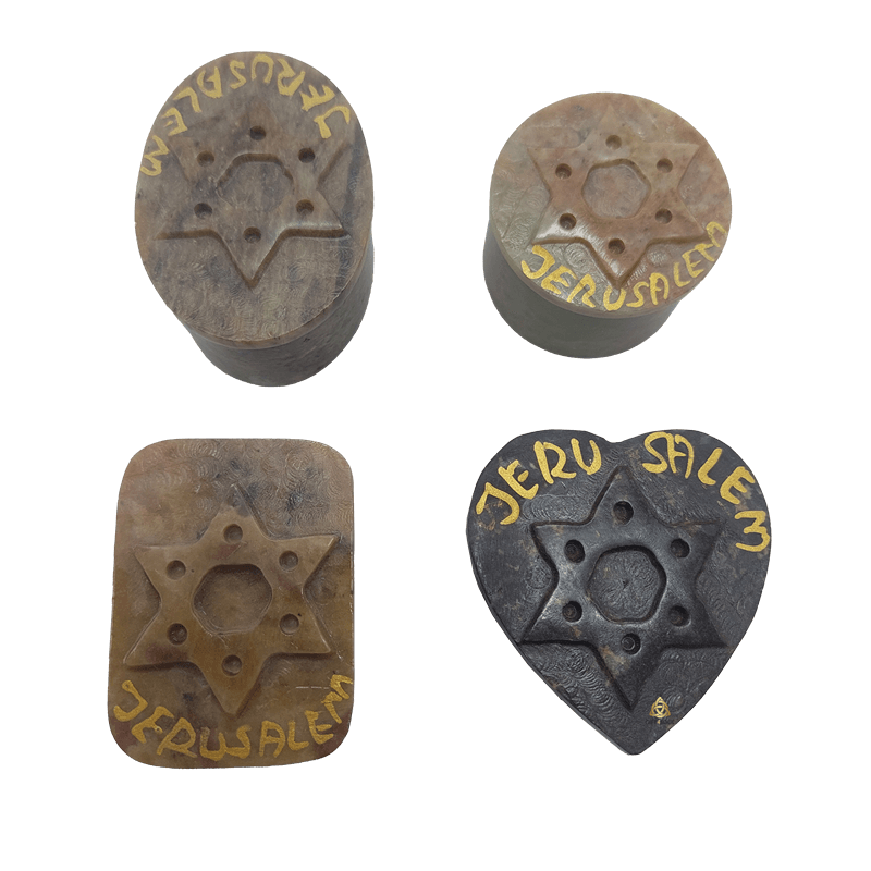 כלי בשמים להבדלה מגן דוד JERUSALEM כלי בשמים הבדלה שיש טבעי עבודת יד מרהיבה עיצוב מיוחד אוטנטי מתנה מיוחדת לאירועים
