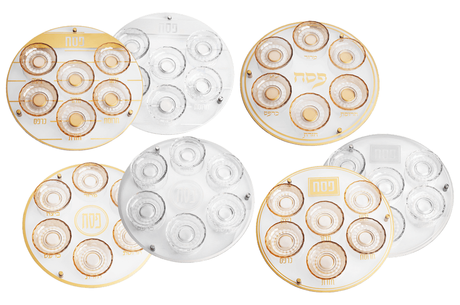 צלחת ברכות זכוכית וקעריות לשולחן חג הפסח דגמים לבחירה