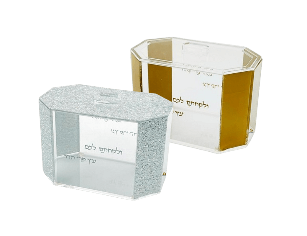 קופסת אחסון אתרוג מהודרת מעוצבת סוכות מוזהבת או מוכספת נצנצים