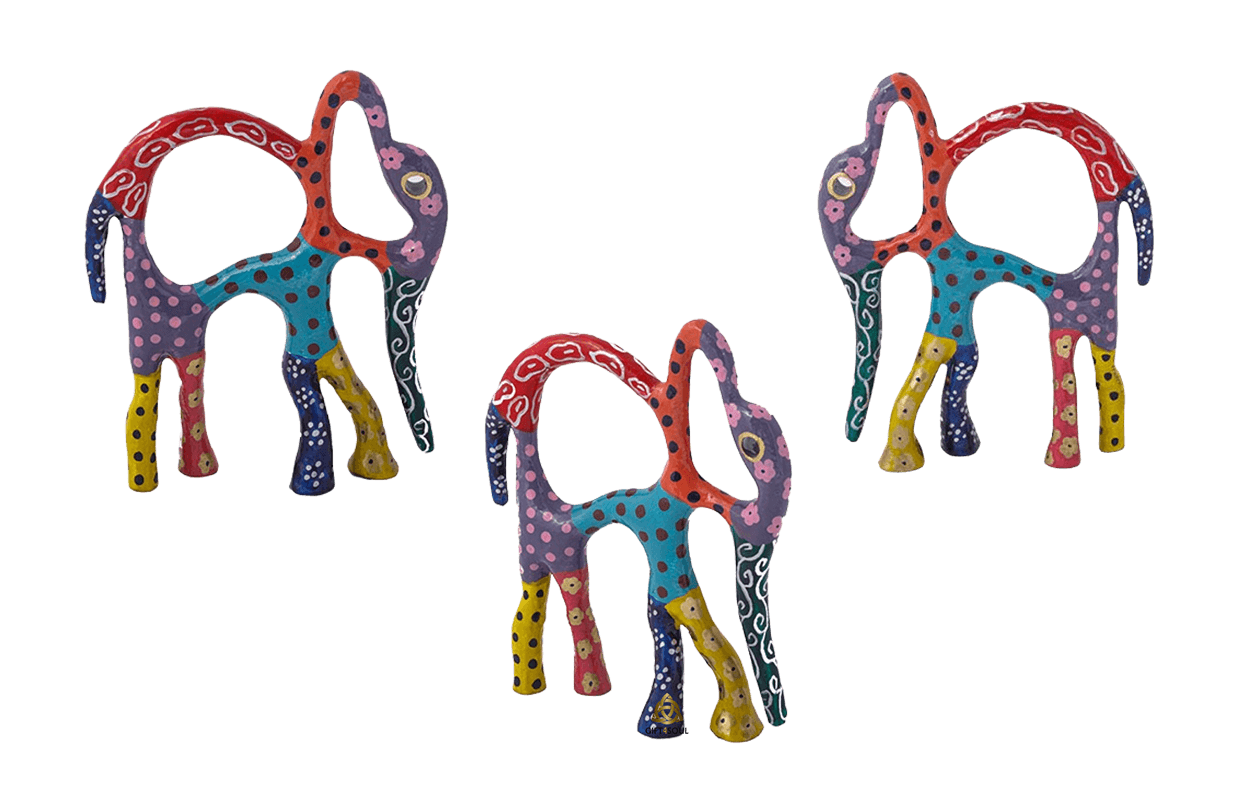 קישוט ציור מעמד צבעוני של פיל מתכת צביעת אומנות ידנית מיוחדת