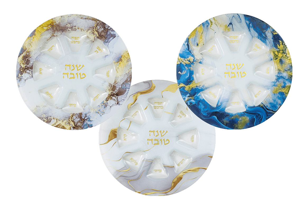קערת סדר ראש השנה זכוכית שיש בגוונים לבחירה 