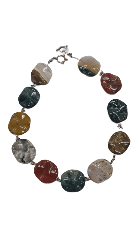 שרשרת אבני אגת וגספר בעיצוב אותנטי למראה בוהמי 