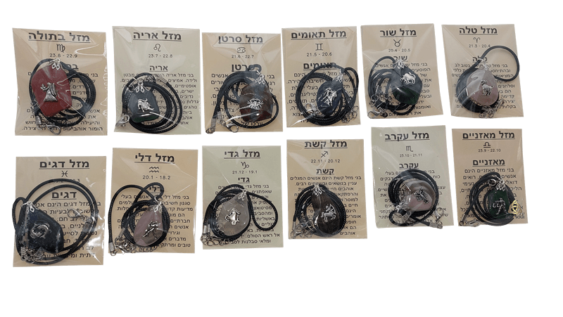 שרשרת ותליון מזלות עם קריסטל ובמרכז דגם המזל לבחירה