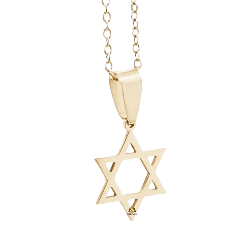 שרשרת מגן דוד קלאסית מסטיל (פלדת אל-חלד) עם ציפוי  זהב