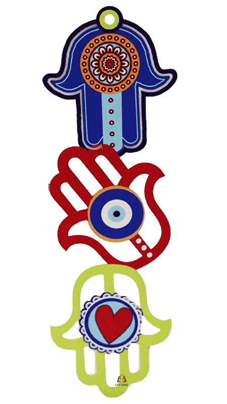 תכשיט לקיר שלישיית חמסות הדפס צבעוני