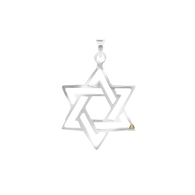 תליון שרשרת מגן דויד עדינה כסף מגן דוד מעוצב כפול לאישה ולגבר
