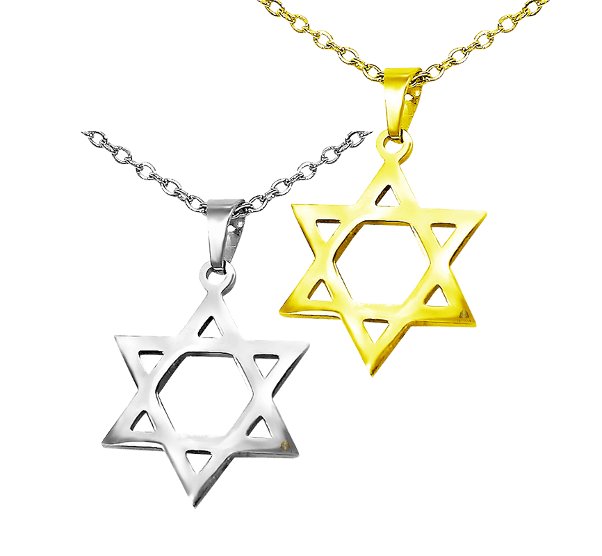  תליון מגן דוד קלאסי פלדת אל חלד שרשרת מגן דויד 2 דגמים טבעי ציפוי זהב
