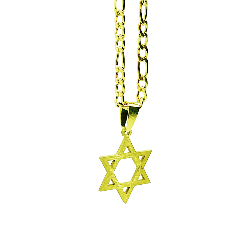תליון שרשרת סטיל מגן דוד ציפוי זהב תליון מגן דוד קלאסי