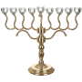 AJ42117 חנוכייה יהלום מוזהבת קנים מקריסטל ובסיס מוגבה מוכסף