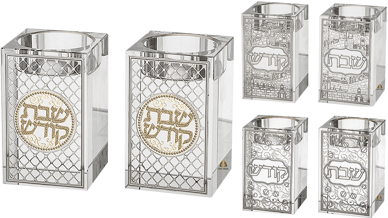 AJ49202 4 T זוג פמוטי קריסטל מרובע עם פלקטה