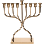AJ49428 חנוכיה אלומיניום ציפוי רוז גולד בסיס מלבני על שתי רגליים מעוצבות