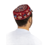 EMHMEZZ3Ma כובע כיפה בוכרי רקמה פרחים בורדו