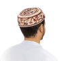 EMHMEZZ4a כובע כיפה בוכרי רקמה ציפורים בורדו