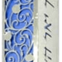 HA1136 16 26 בית מזוזה מעוטר תחרה חתוכה צבע כחול