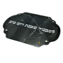 LL107261 מגש חלה לשבת זכוכית מחוסמת שיש שחור עם רגליות כיתוב בלבן