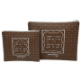 LL193234 סט טלית ותפילין דמוי עור מרובע הכותל חום עדין