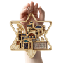 MATIS1241 מגן דויד חיתוך העיר ירושלים שילוב של קריסטלים צבעוניים