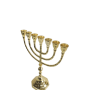 VV3768 חנוכייה נחושת מעוטרת רגל מעוצבת 2 גדלים זהב מהצד