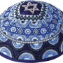  מבד עם רקמה מלאה מנדלה קשתות ומגן דוד בצבע כחול EMYMEZZ11B