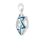  מגן דוד נפוח מכסף סטרלינג 925 אבן אופל כחולה ירוקה לשמירה והגנה SHSA714AA