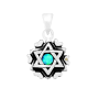  שרשרת כסף מגן דוד שיבוץ אופל מעוטר עם לבבות מסביב SH754a